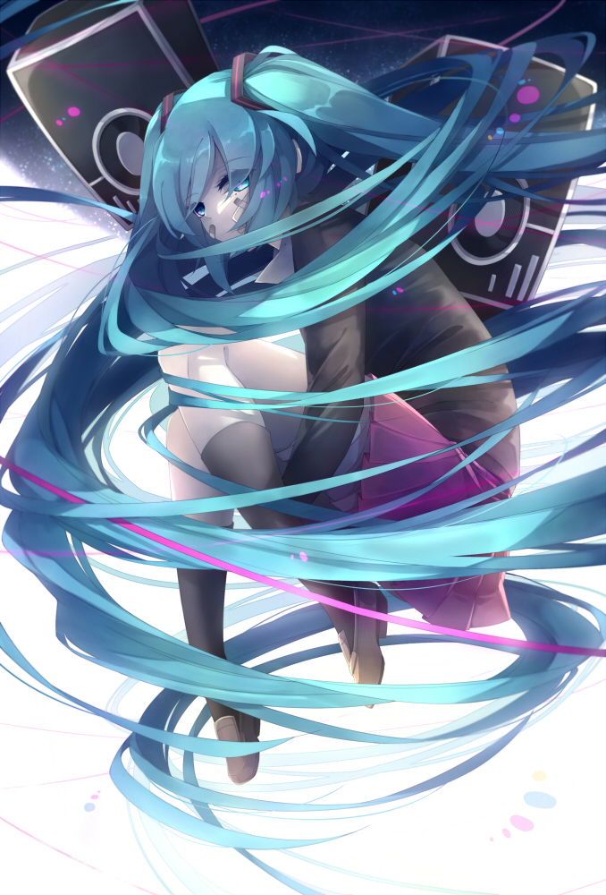 hatsune miku (vocaloid and 1 more) drawn by lyodi