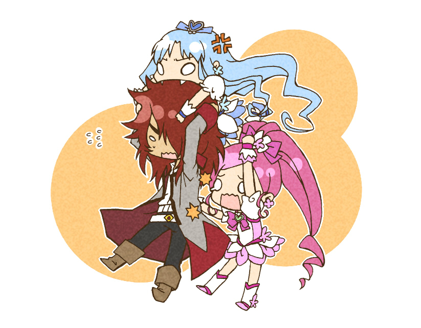kurumi erika, hanasaki tsubomi, cure marine, cure blossom, and kumojacky (precure and 1 more) drawn by shirakawa_(whitemist)