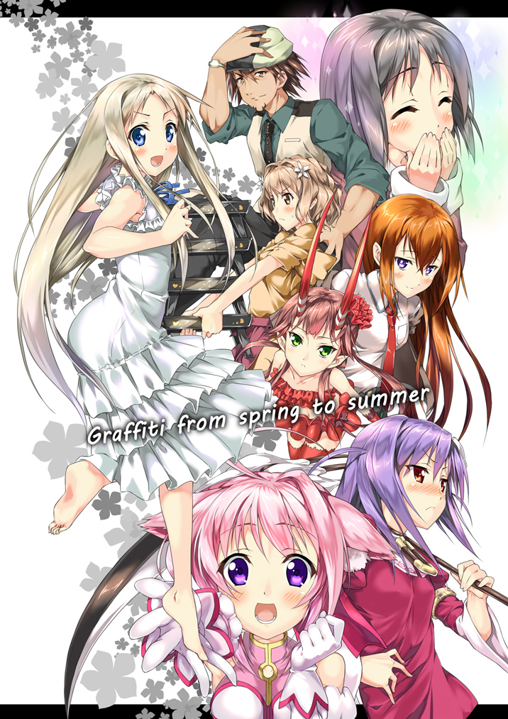 makise kurisu, kaburagi t. kotetsu, honma meiko, shinonome nano, matsumae ohana, and 3 more (tiger & bunny and 7 more) drawn by piromizu