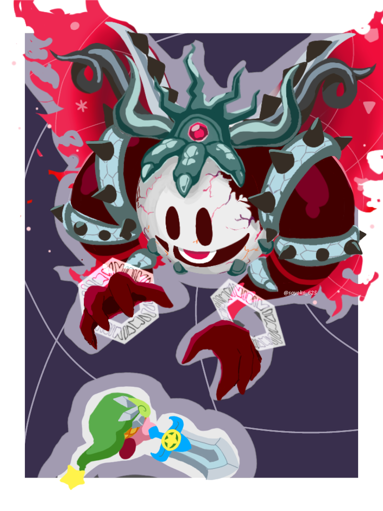 kirby, magolor, void termina, sword kirby, magolor soul, and 2 more (kirby and 2 more) drawn by soyoko