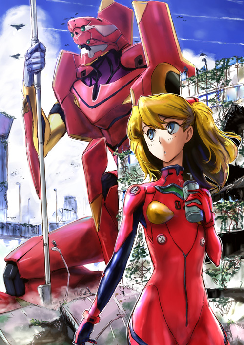 souryuu asuka langley and eva 02 (neon genesis evangelion) drawn by arasumi_shii