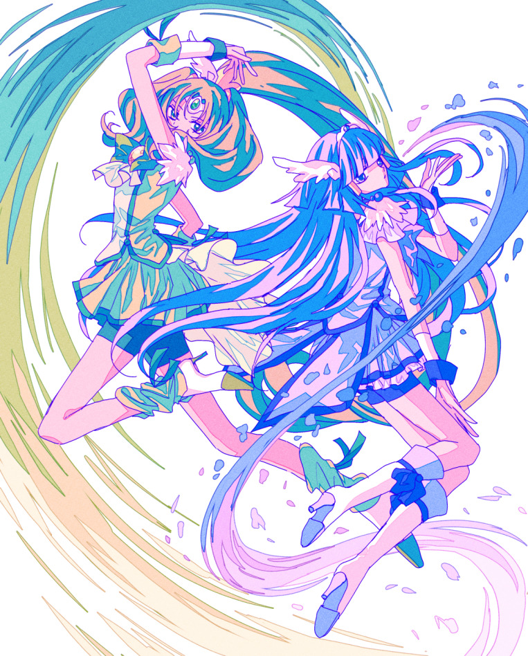 midorikawa nao, aoki reika, cure beauty, and cure march (precure and 1 more) drawn by nachuchoco