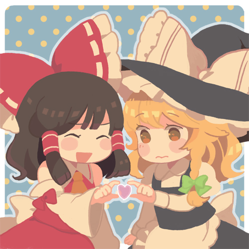 hakurei reimu and kirisame marisa (touhou) drawn by keyaki_(mora_ll)