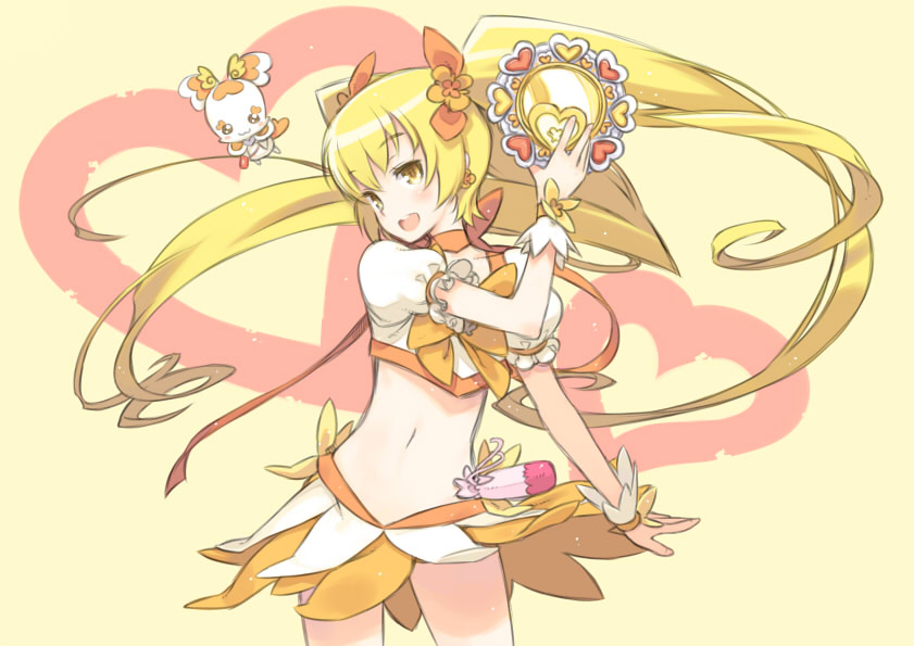 myoudouin itsuki, cure sunshine, and potpourri (precure and 1 more) drawn by kuroboshi_kouhaku
