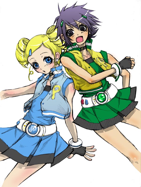 matsubara kaoru, goutokuji miyako, powered buttercup, and rolling bubbles (powerpuff girls z) drawn by tsun_(ttuunn)