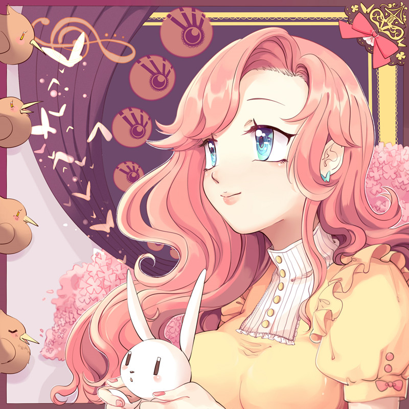 fluttershy and angel bunny (my little pony and 1 more) drawn by siam_(meow13)