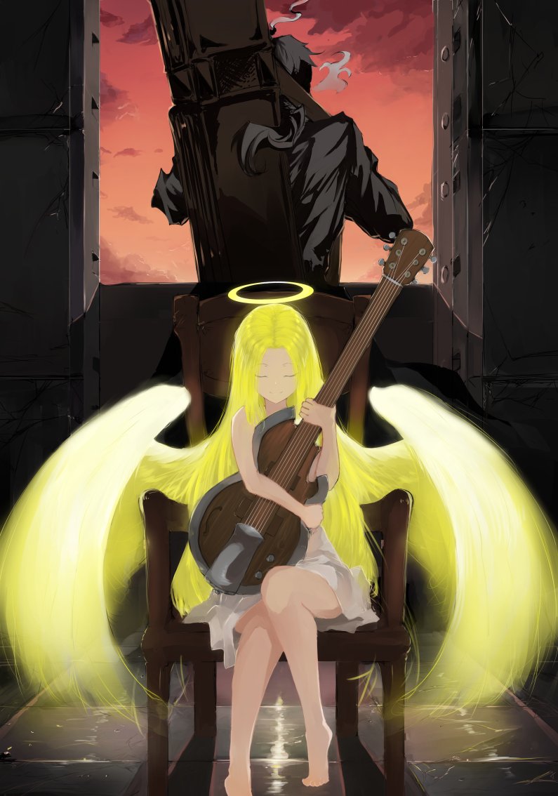 v/v and gun god (angel notes) drawn by burleciel