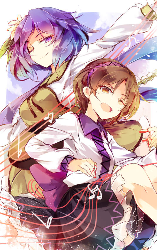 tsukumo benben and tsukumo yatsuhashi (touhou) drawn by kutsuki_kai