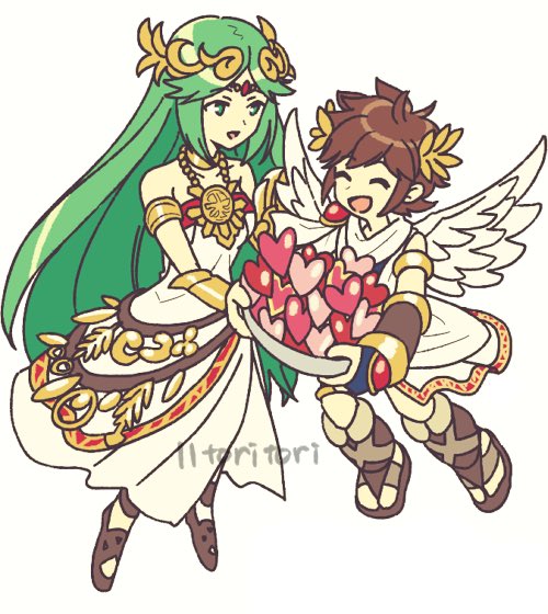 palutena and pit (kid icarus and 1 more) drawn by tori_(11toritori)