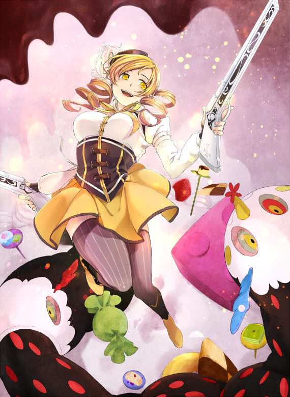 tomoe mami and charlotte (mahou shoujo madoka magica) drawn by ki_(vicolor)
