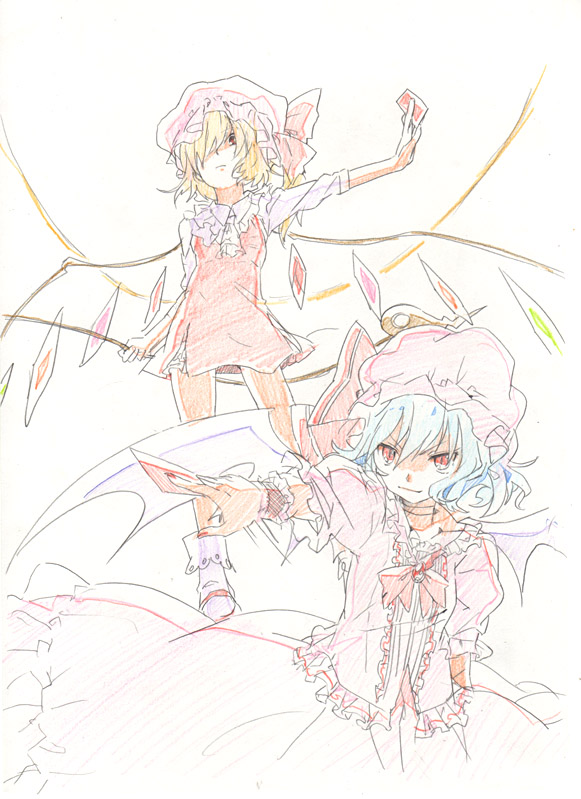 remilia scarlet and flandre scarlet (touhou) drawn by ume_(plumblossom)