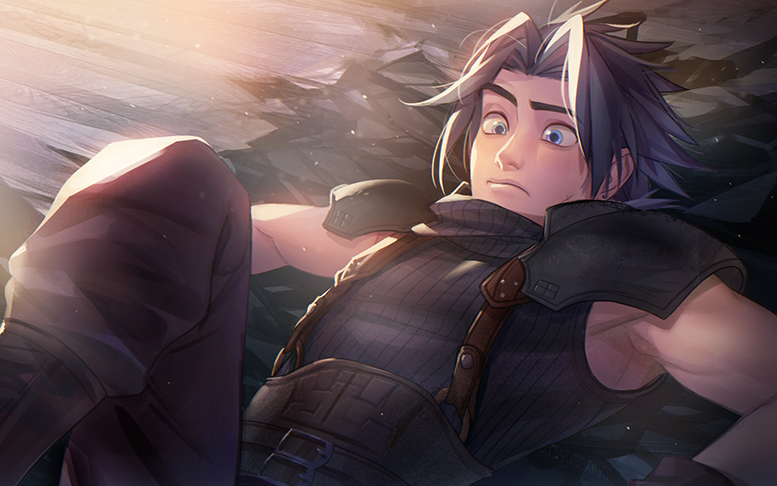 zack fair (final fantasy and 3 more) drawn by ginmu