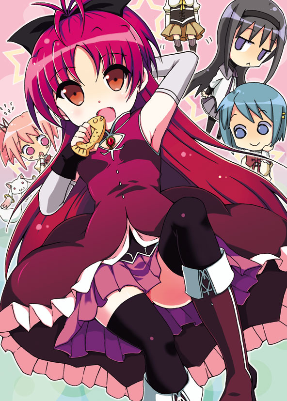 akemi homura, kaname madoka, miki sayaka, sakura kyoko, tomoe mami, and 1 more (mahou shoujo madoka magica) drawn by k_hiro
