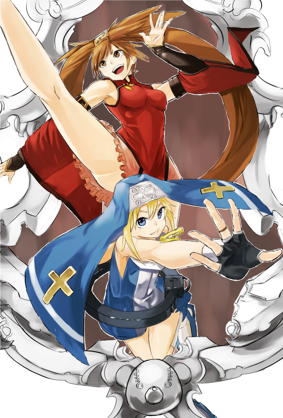 bridget and kuradoberi jam (guilty gear and 1 more) drawn by kureta_(nikogori)