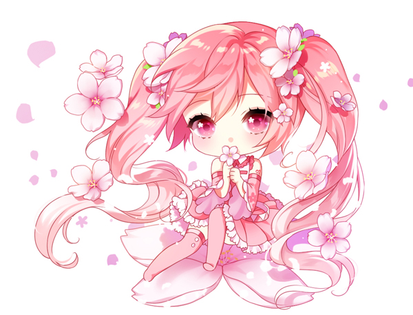 hatsune miku and sakura miku (vocaloid) drawn by myoya