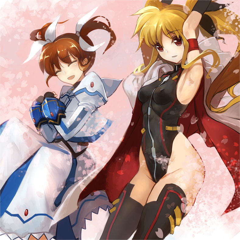 fate testarossa and takamachi nanoha (lyrical nanoha and 3 more) drawn by pupps