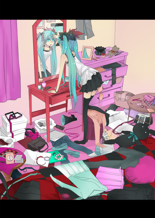 hatsune miku (vocaloid and 1 more) drawn by gyoniku_sausage