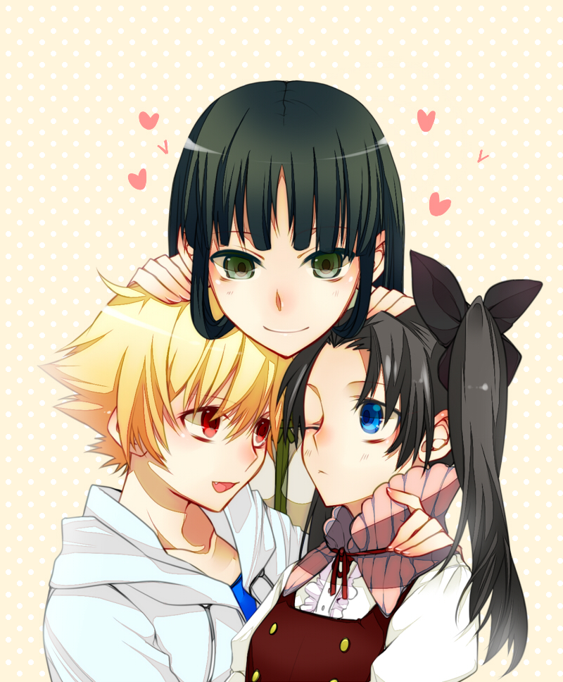 tohsaka rin, gilgamesh, child gilgamesh, and tohsaka aoi (fate and 2 more) drawn by haine_(howling)