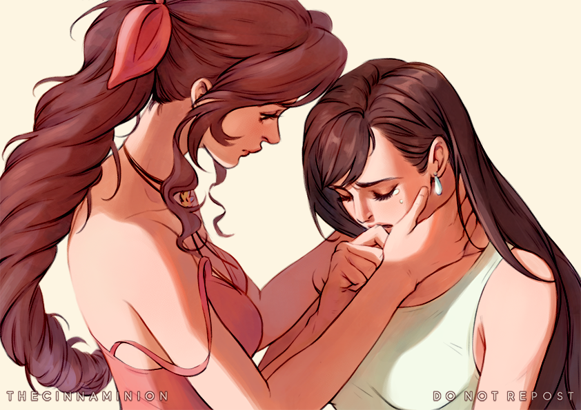 tifa lockhart and aerith gainsborough (final fantasy and 2 more) drawn by thar_chandran