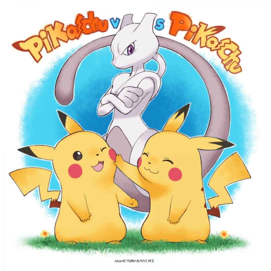 pikachu and mewtwo (pokemon and 3 more) drawn by yoshizaki_mine