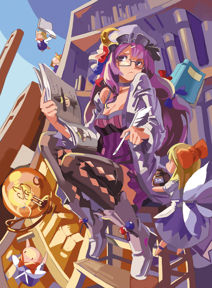 kirisame marisa, patchouli knowledge, and fairy maid (touhou) drawn by windyfirudin