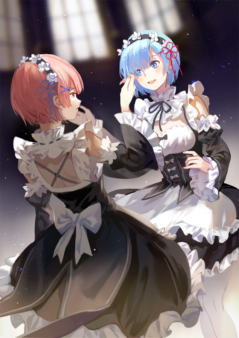 rem and ram (re:zero kara hajimeru isekai seikatsu) drawn by achyue