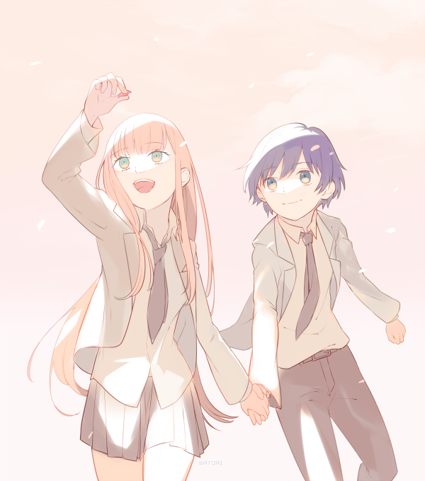 zero two and hiro (darling in the franxx) drawn by o0str0o