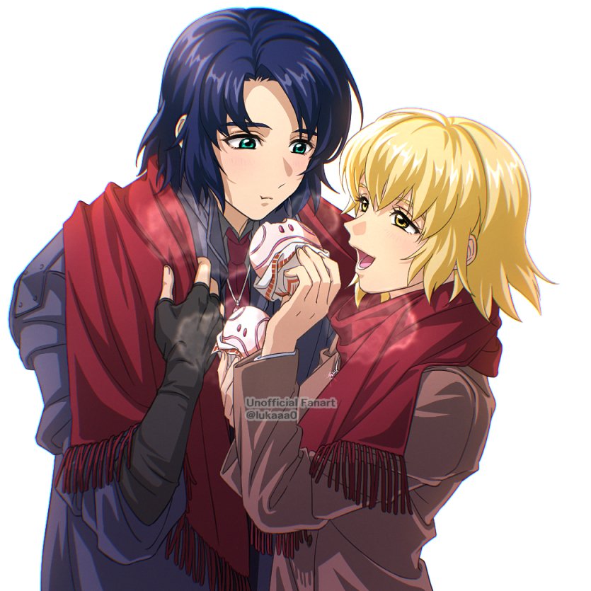 haro, cagalli yula athha, and athrun zala (gundam and 1 more) drawn by lukaaa