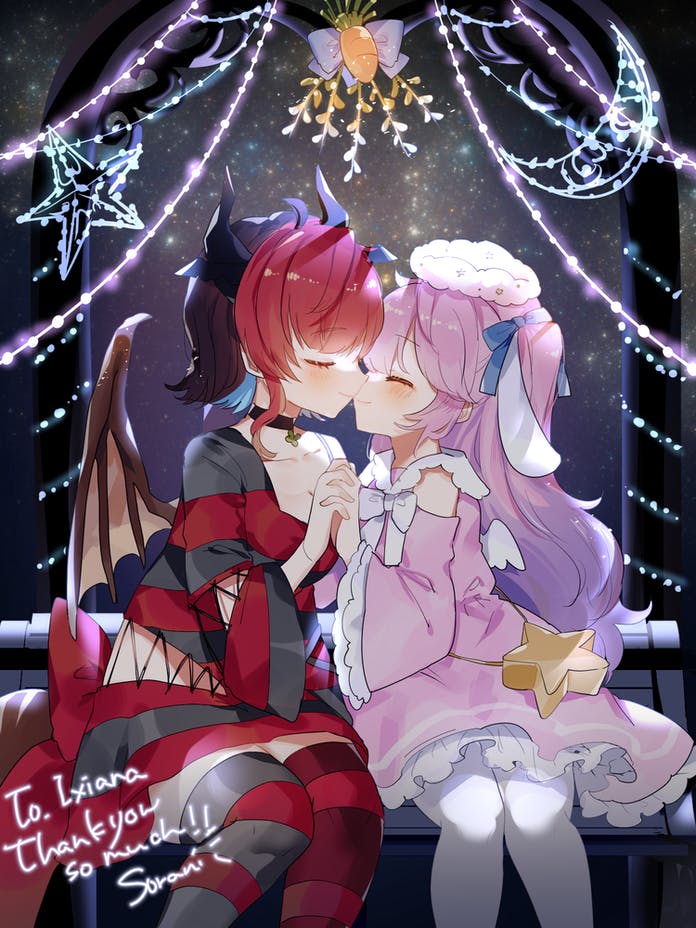 clover shikamori and keala chikafuji (indie virtual youtuber) drawn by sorani_(kaeru0768)
