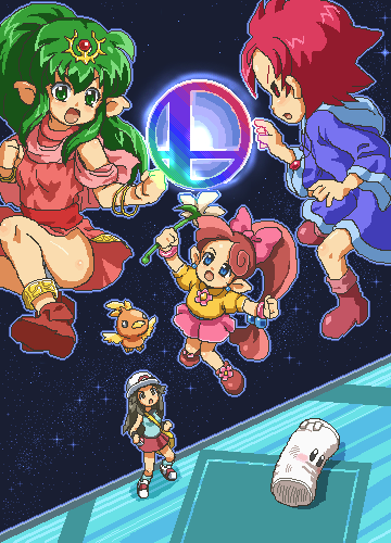 leaf, tiki, torchic, kumatora, lip, and 1 more (pokemon and 8 more) drawn by kasuga_(kasuga39)