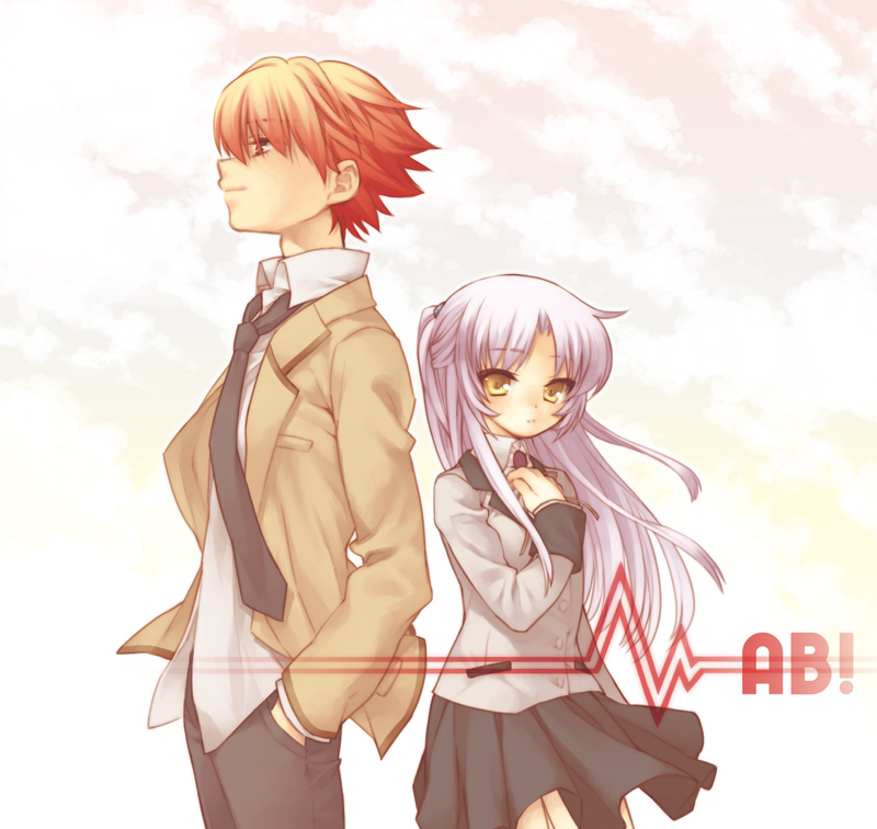tachibana kanade and otonashi yuzuru (angel beats!) drawn by kotarou_(raincoat)