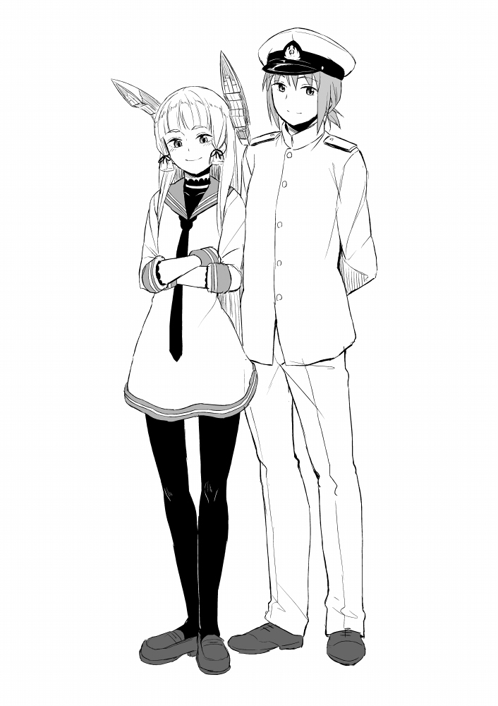 murakumo and female admiral (kantai collection) drawn by nathaniel_pennel