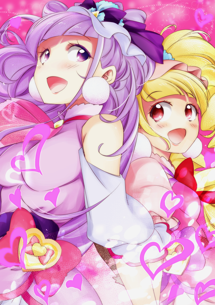 ruru amour, aisaki emiru, cure macherie, and cure amour (precure and 1 more) drawn by naruse_yasuhiro