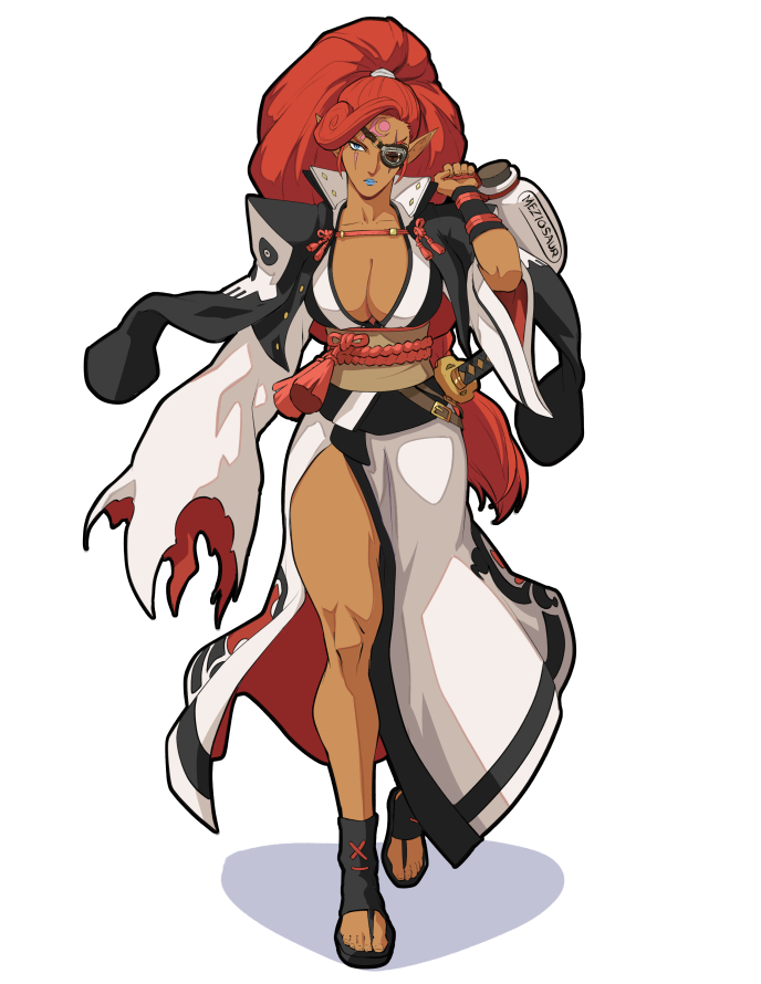 baiken and urbosa (the legend of zelda and 3 more) drawn by meziosaur