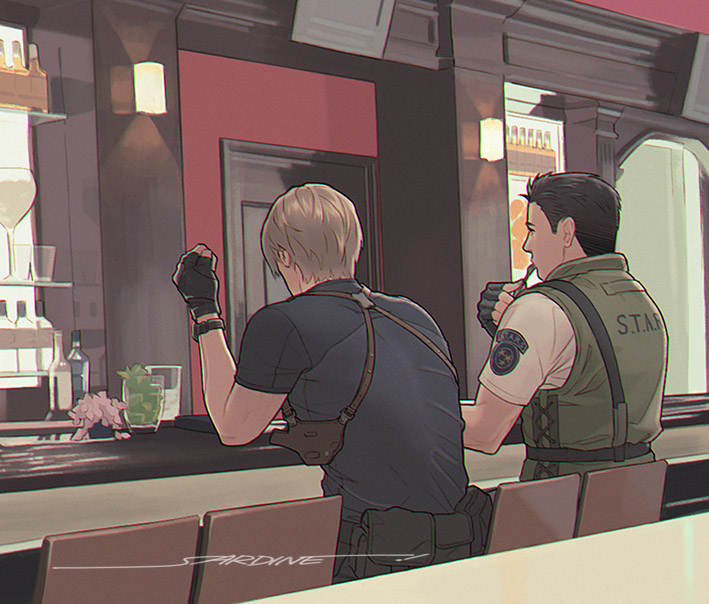 leon s. kennedy and chris redfield (resident evil and 2 more) drawn by sardine_(kjr0313)