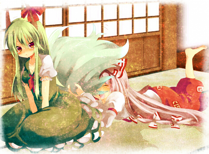 fujiwara no mokou, kamishirasawa keine, and ex-keine (touhou) drawn by nochita_shin