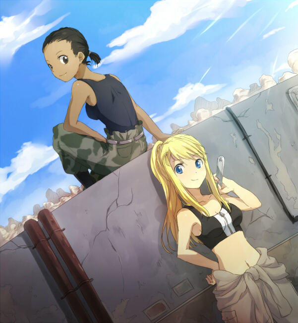 winry rockbell and paninya (fullmetal alchemist) drawn by riru