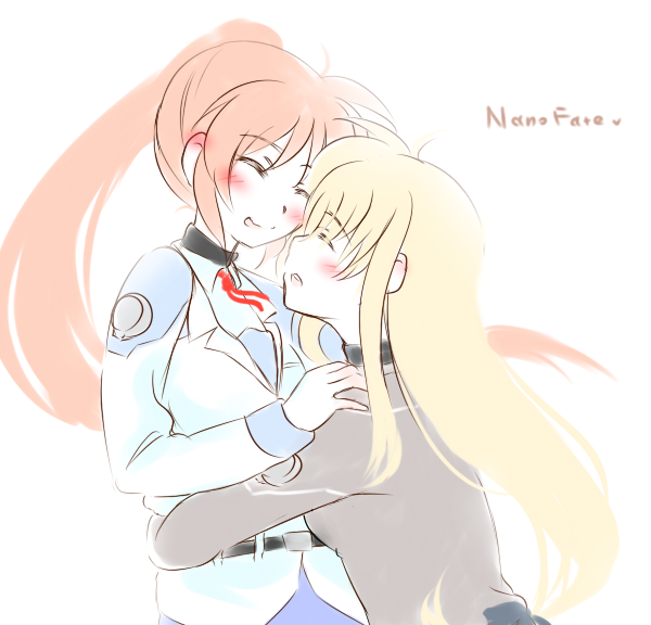 fate testarossa and takamachi nanoha (lyrical nanoha and 1 more) drawn by kerorokjy