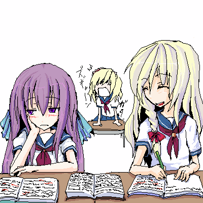 kirisame marisa, alice margatroid, and patchouli knowledge (touhou) drawn by hachiman_(coolier)