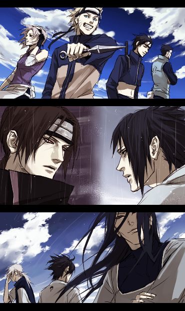 haruno sakura, uzumaki naruto, uchiha sasuke, uchiha itachi, orochimaru, and 3 more (naruto and 1 more) drawn by lily_(artist)