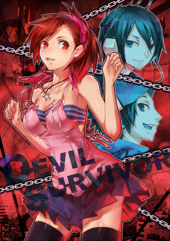 tanigawa yuzu, protagonist, and kihara atsurou (devil survivor and 1 more) drawn by nidy