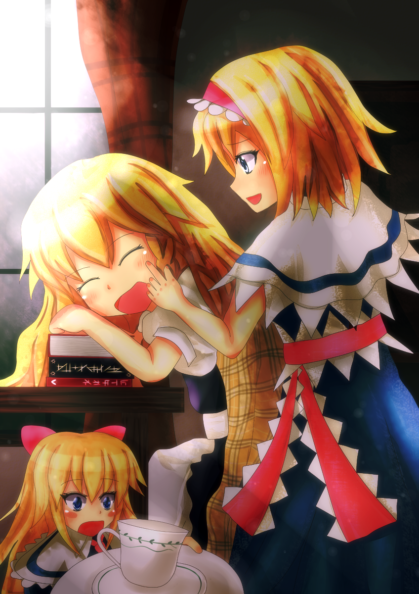 kirisame marisa, alice margatroid, and shanghai doll (touhou) drawn by acoco