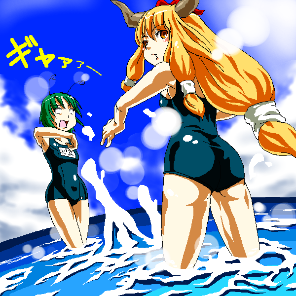 ibuki suika and wriggle nightbug (touhou) drawn by akagi_shigure