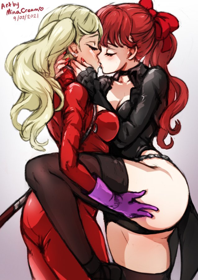 takamaki anne, yoshizawa kasumi, panther, and violet (persona and 2 more) drawn by mina_cream