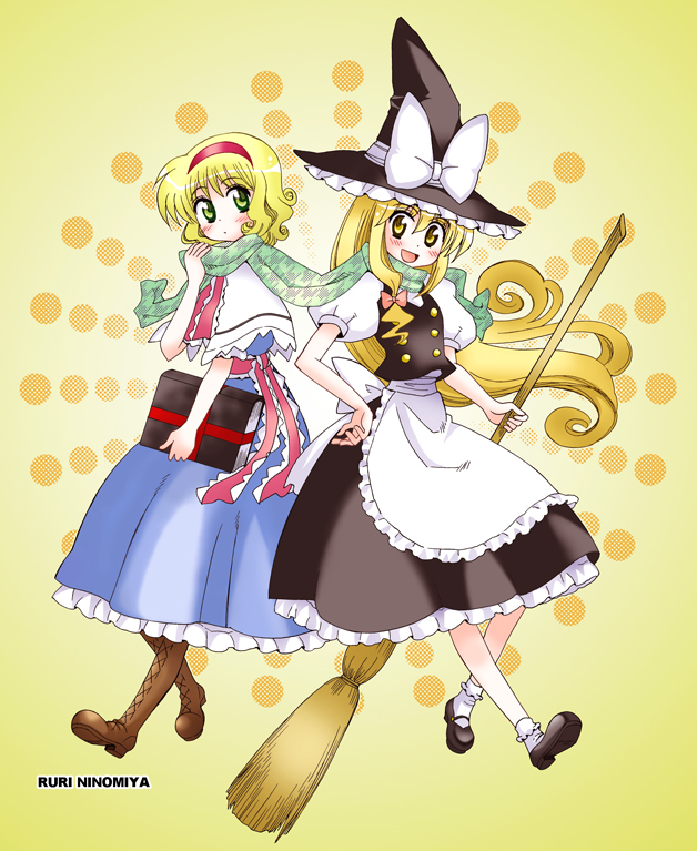 kirisame marisa and alice margatroid (touhou) drawn by ruri_ninomiya