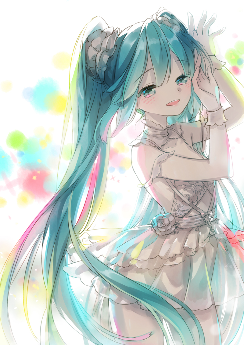 hatsune miku (vocaloid and 1 more) drawn by gaha