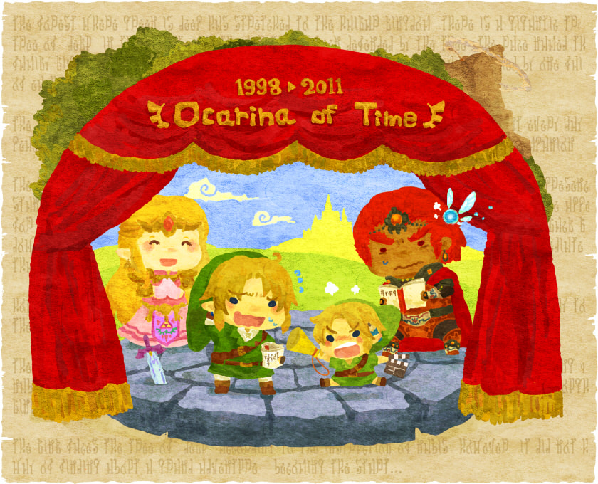 link, princess zelda, ganondorf, young link, and navi (the legend of zelda and 1 more) drawn by motimamire