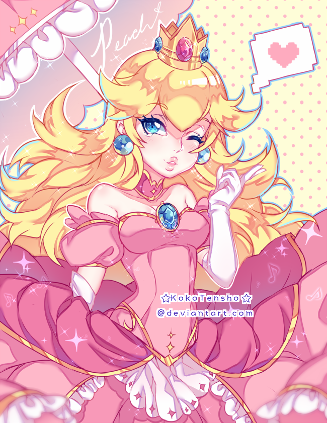 princess peach (mario) drawn by kokotensho