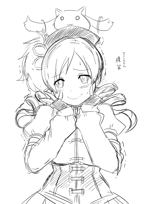 tomoe mami and kyubey (mahou shoujo madoka magica) drawn by butcha-u