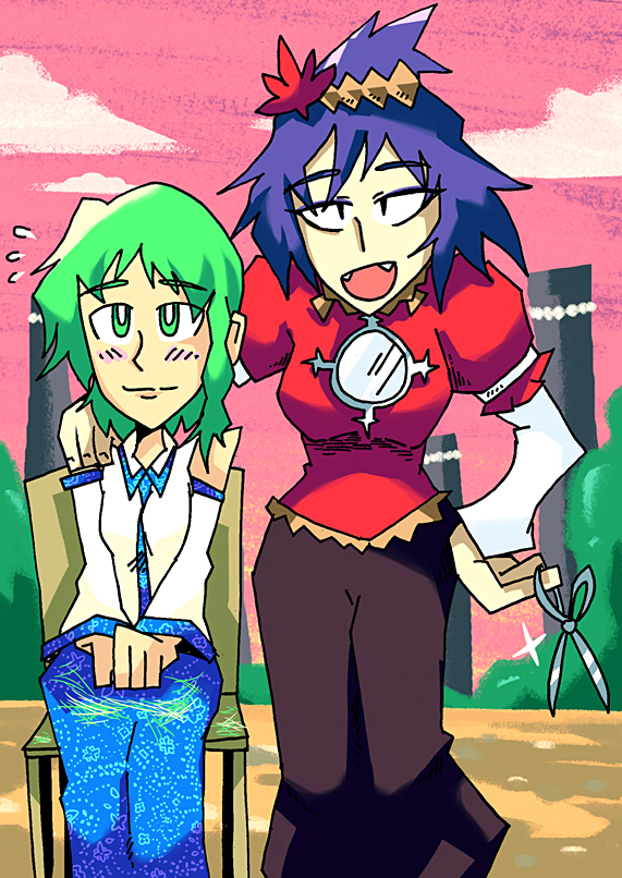 kochiya sanae and yasaka kanako (touhou) drawn by setz